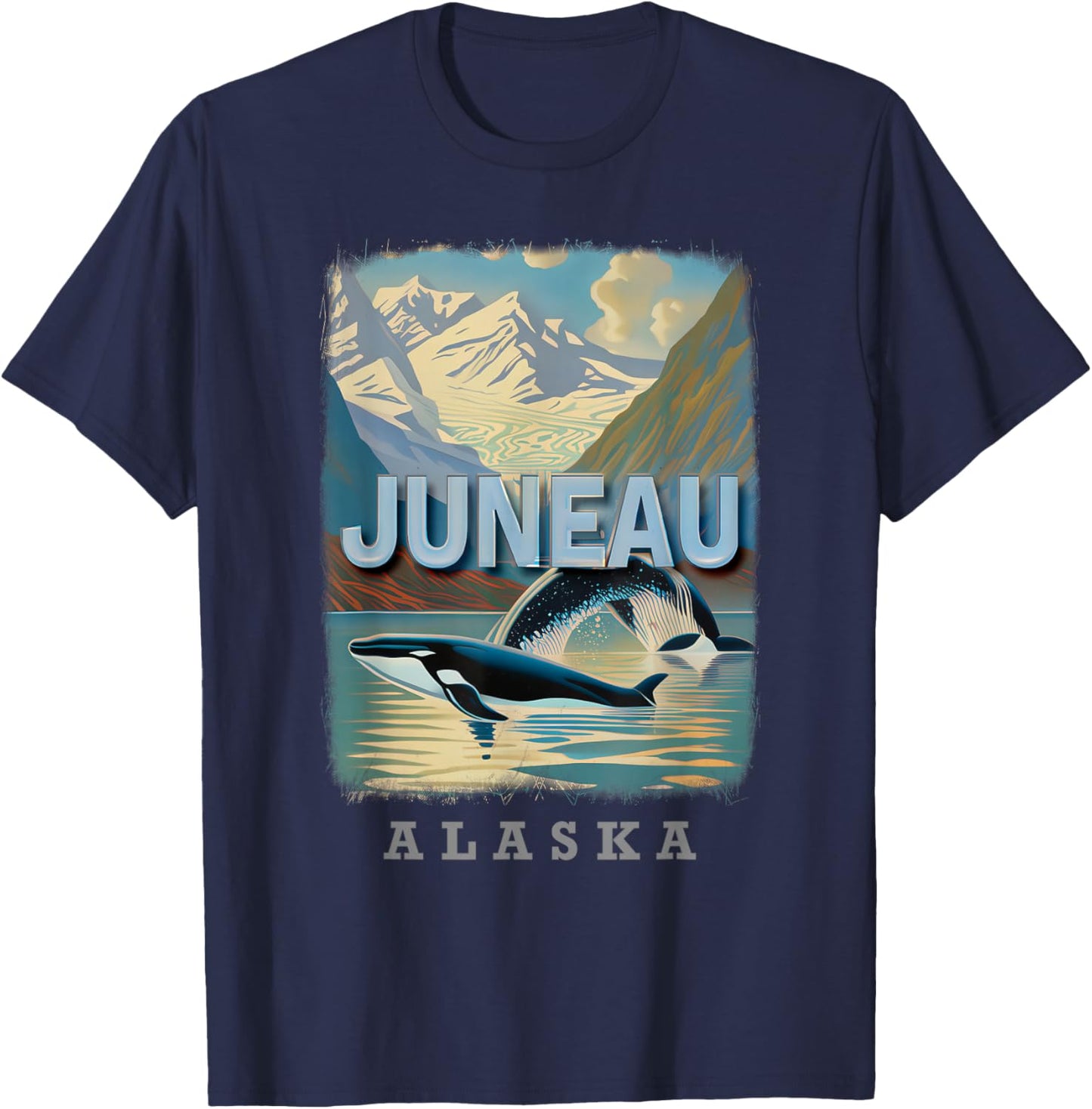 Juneau Alaska AK Glacier Majesty SD990 T-Shirt - T-Shirt | Navy
