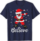 Believe Christmas Shirt Dabbing Santa Claus Kids Boys Girls T-Shirt - T-Shirt | Navy