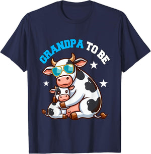 Grandpa To Be Costume Cows Pregnancy Announcement Family T-Shirt - T-Shirt | Navy