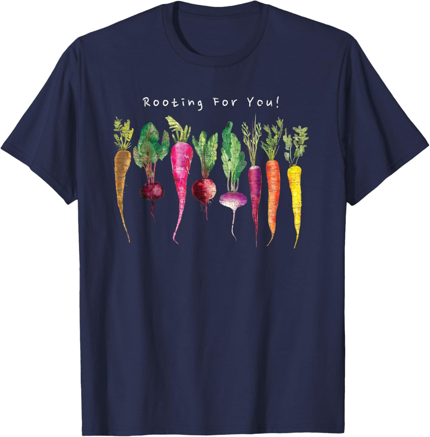 Rooting For You! - Funny Vintage Garden Vegetable T-Shirt - T-Shirt | Navy