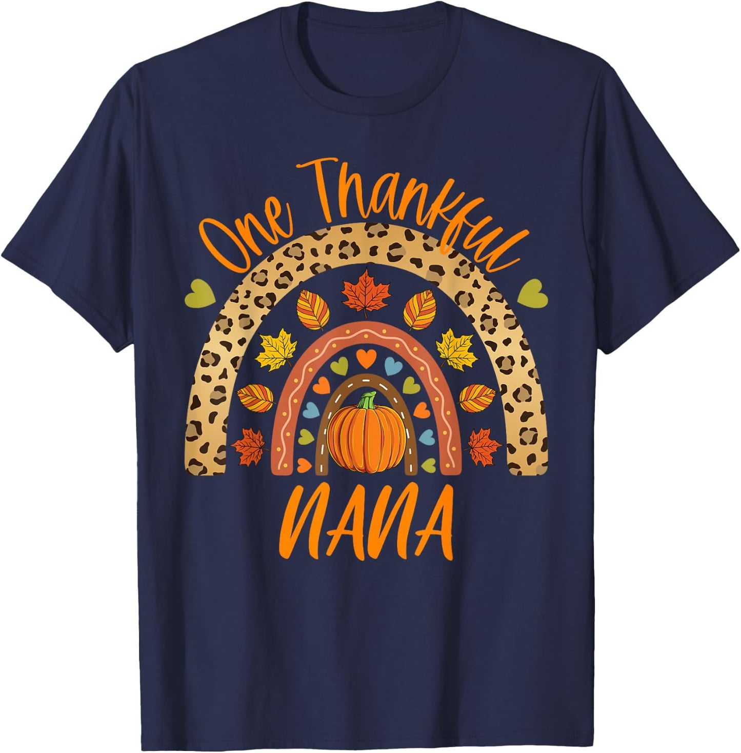 One Thankful Nana Thanksgiving Grandma Autumn Fall Women T-Shirt - T-Shirt | Navy