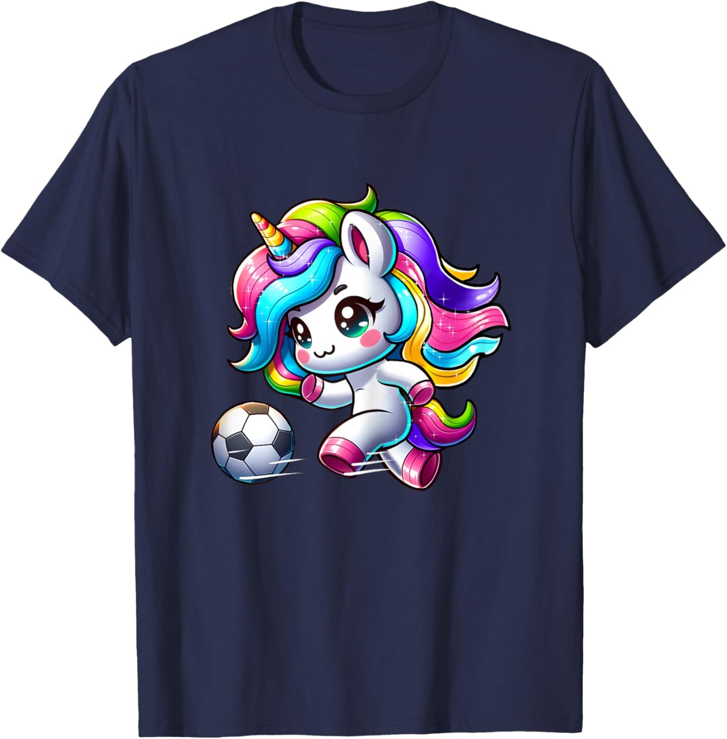 Soccer Player Unicorn Girls T-Shirt - T-Shirt | Navy