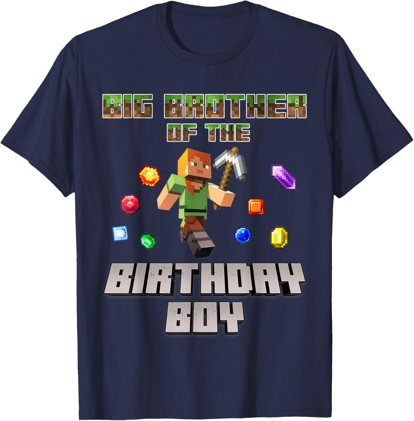 Big Brother Of The Birthday Boy Video Gamer Pixel Number T-Shirt - T-Shirt | Navy