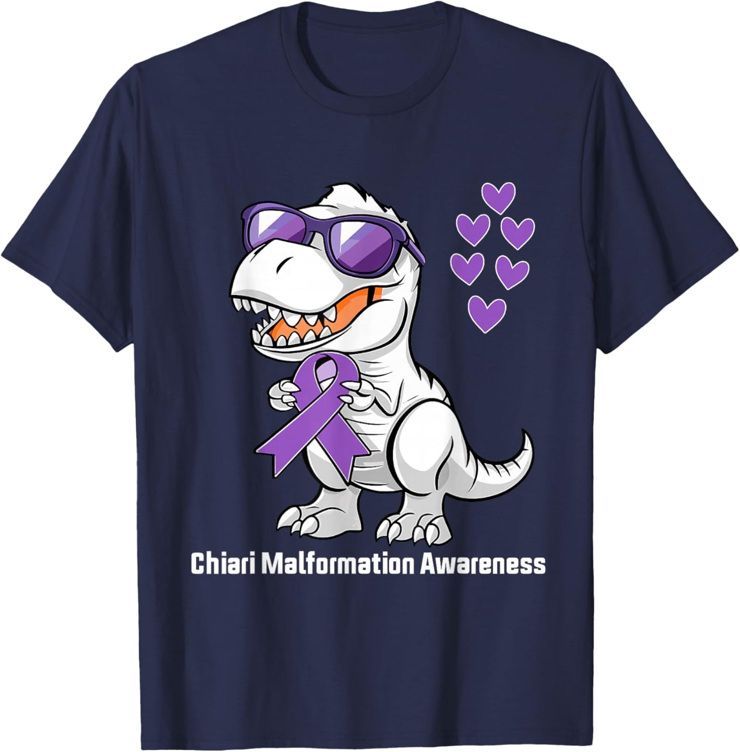 T-rex Dinosaur Chiari Malformation Awareness Dino Toddlers T-Shirt - T-Shirt | Navy