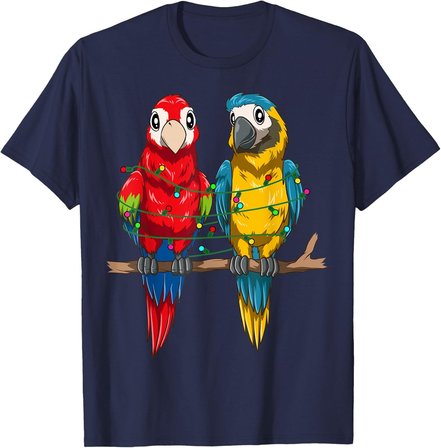 Parrot Christmas Macaw Xmas Lights Bird Lovers Christmas T-Shirt - T-Shirt | Navy