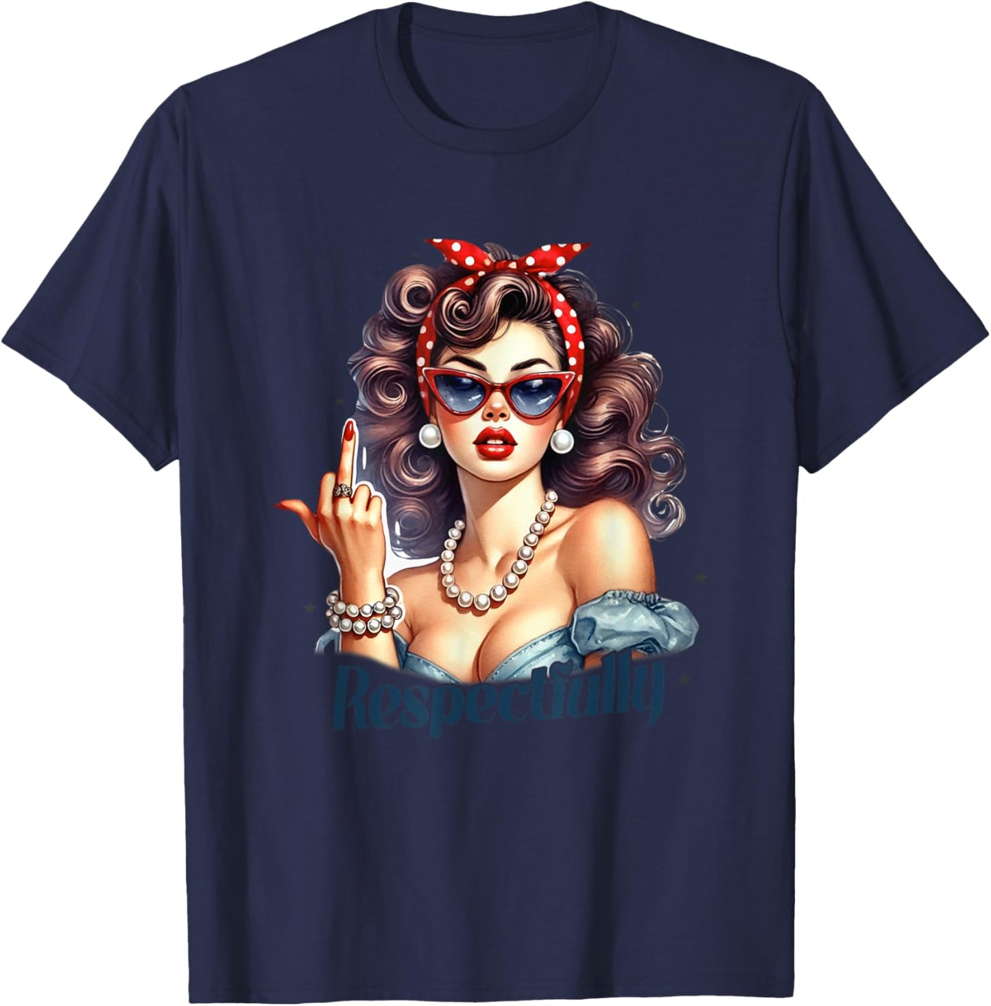 Respectfully Vintage Empowerment Style Pinup T-Shirt - T-Shirt | Navy