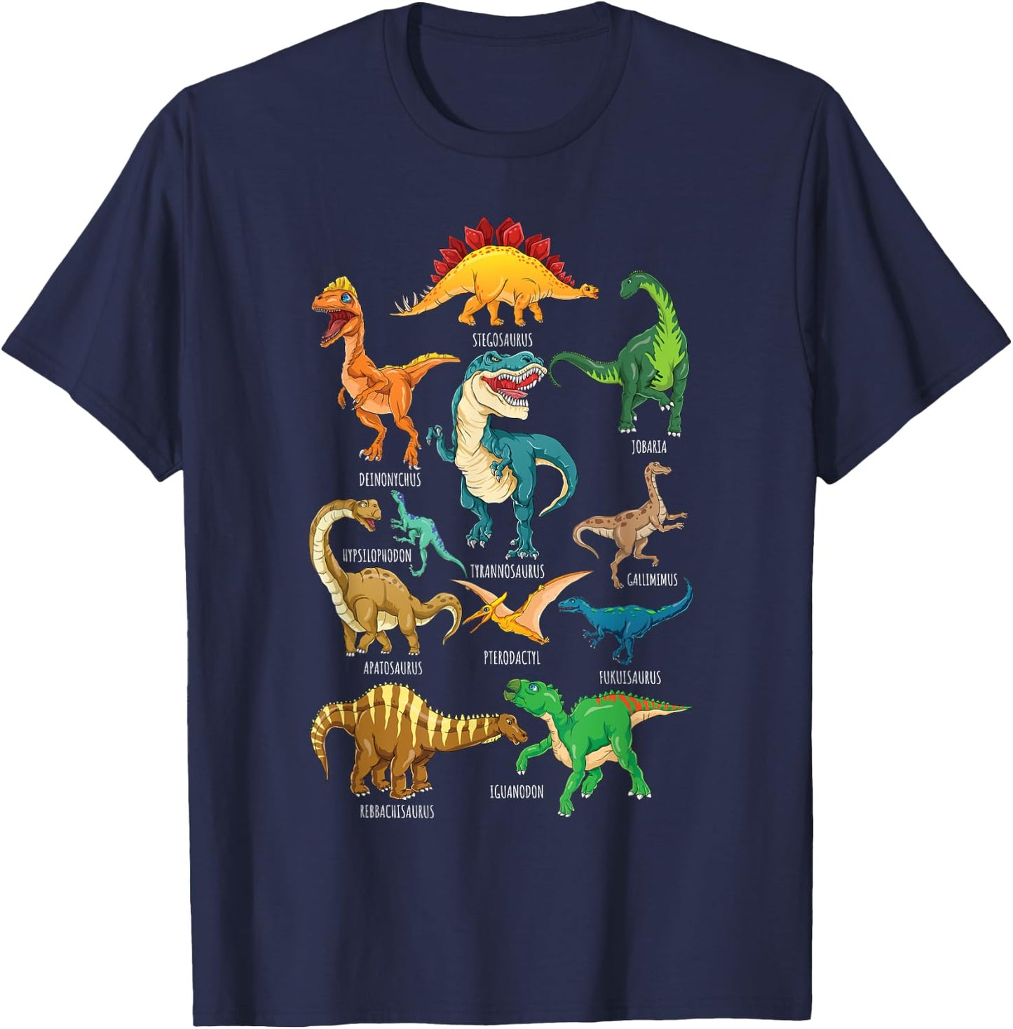 Types Of Dinosaurs Graphics Dino Identification T-Shirt - T-Shirt | Navy
