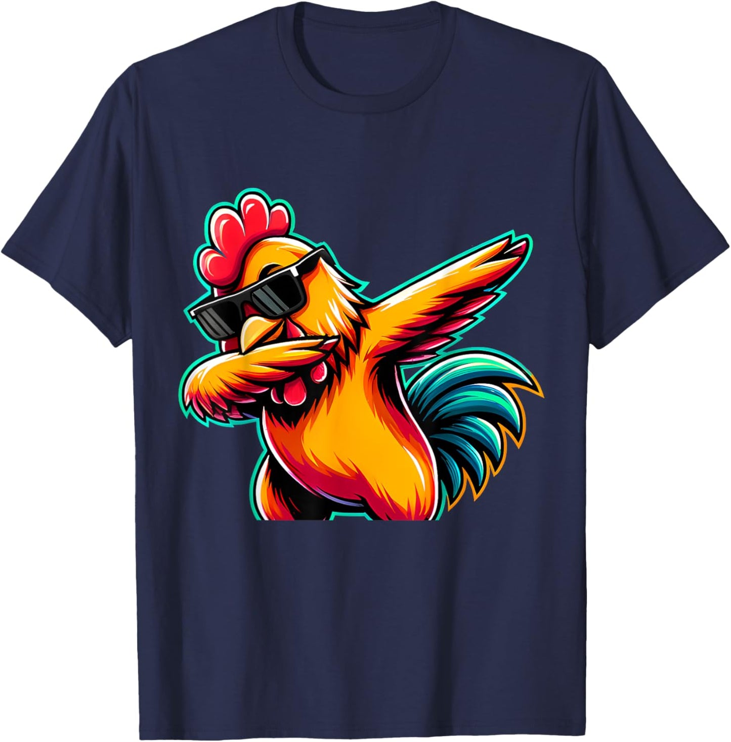 Cute Chicken Lover Men Women Youth Kids Boys Dabbing Chicken T-Shirt - T-Shirt | Navy
