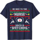 Nurse Christmas Be Nice To The Nurse Santa Is Watching Xmas T-Shirt - T-Shirt | Navy