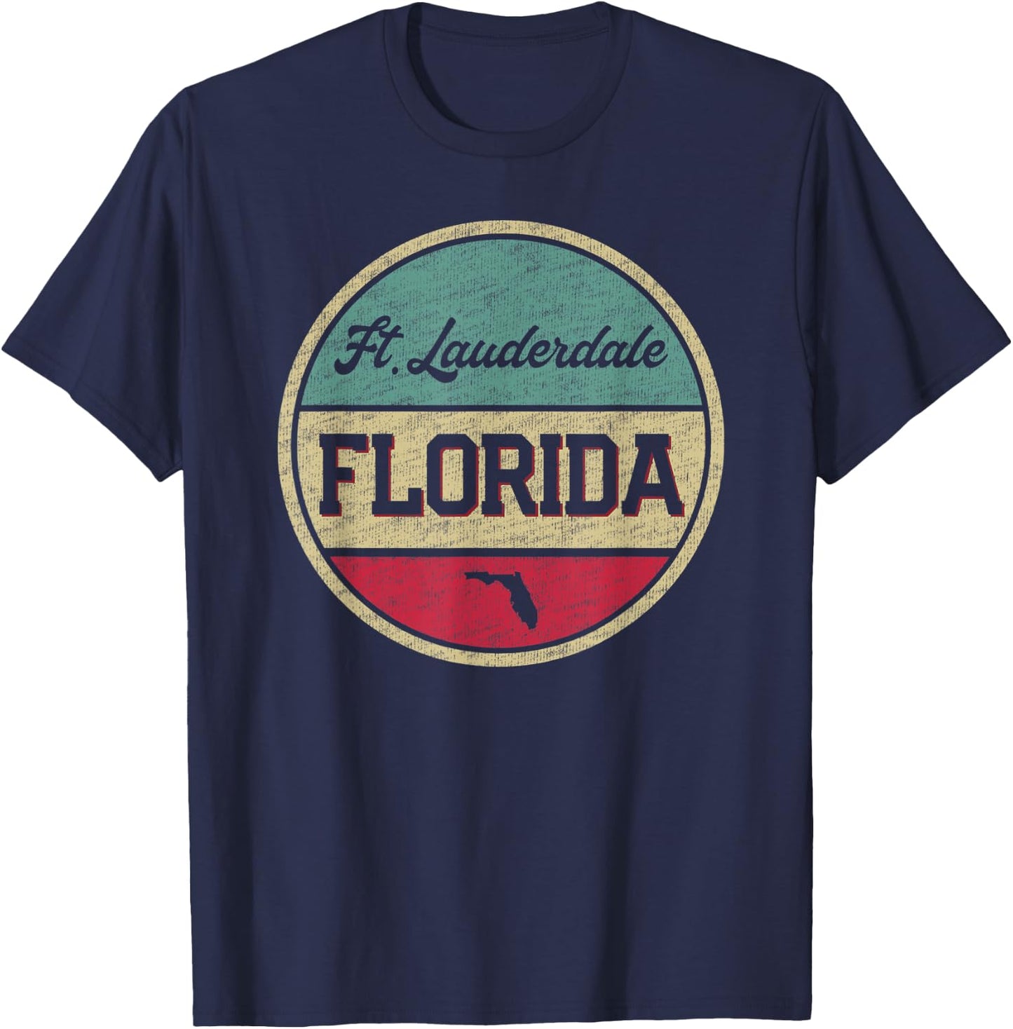 Ft. Fort Lauderdale Florida Vintage 70's 80's Retro Style T-Shirt - T-Shirt | Navy