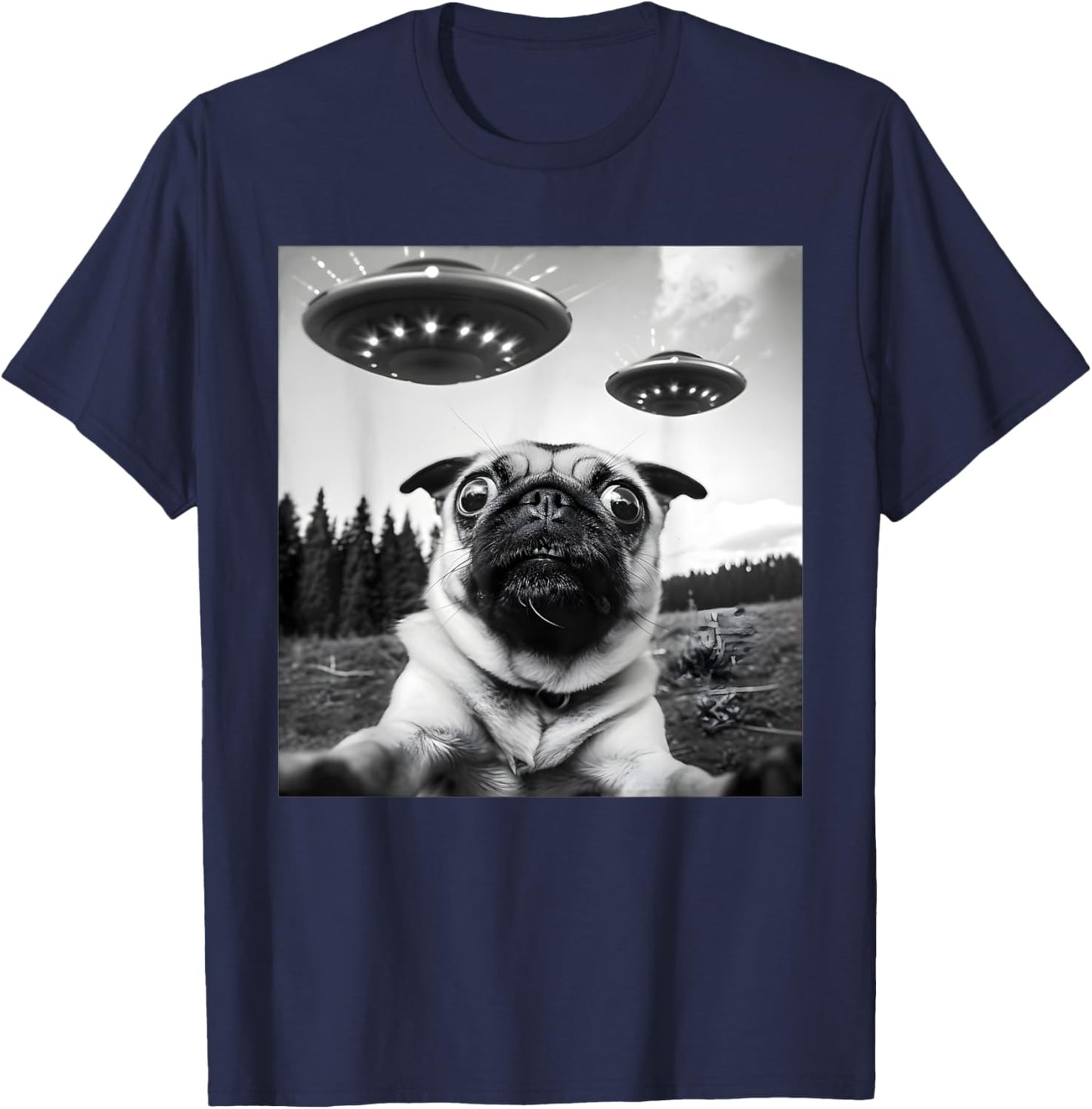 Cool Pug Outfit Pug Alien UFO Funny Women T-Shirt - T-Shirt | Navy