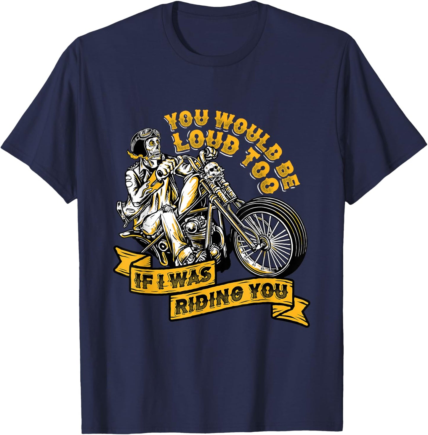 KaizenDesigns Men's Motorcycling Biker - Black, Small T-Shirt - T-Shirt | Navy