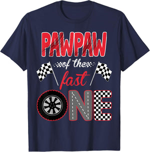Pawpaw Of The Fast One Birthday 1st Race Car Family T-Shirt - T-Shirt | Navy