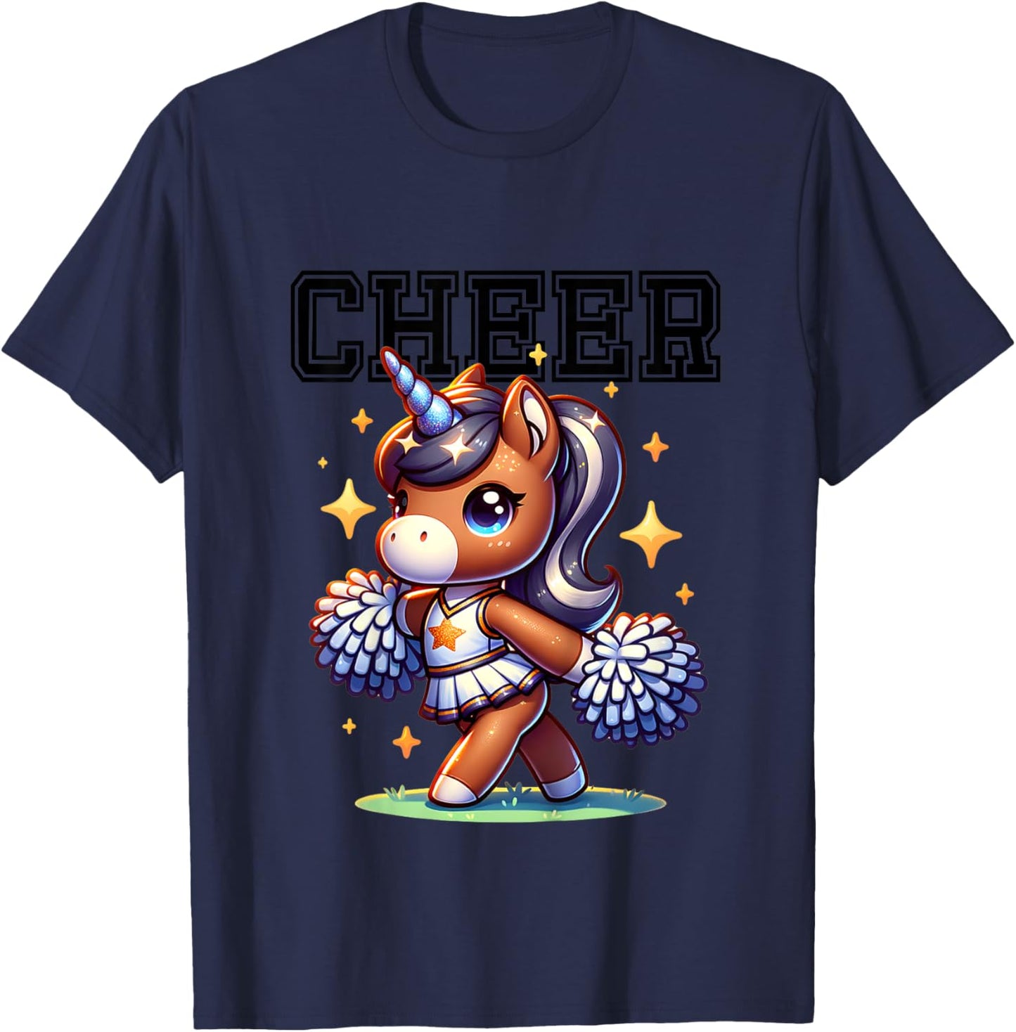 Kids Unicorn Cheer T-Shirt - T-Shirt | Navy