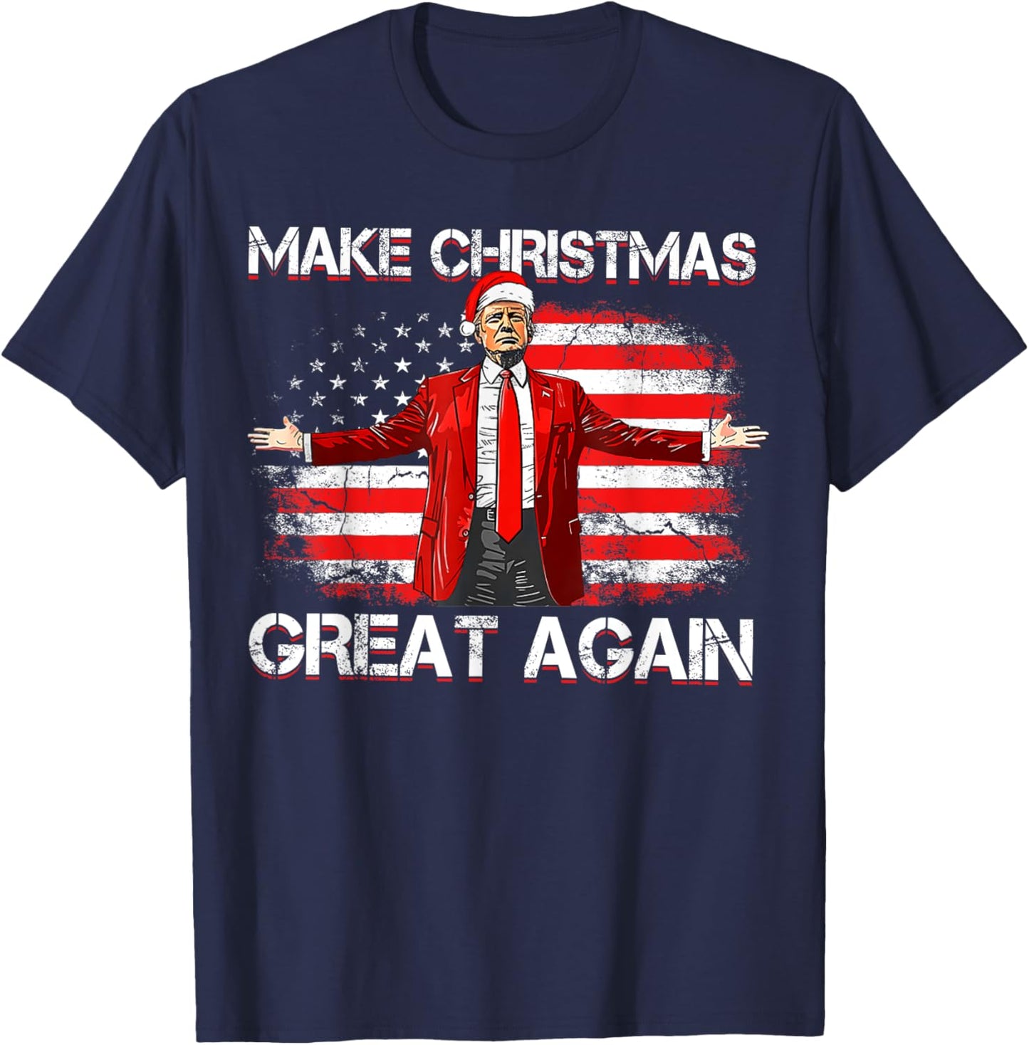 Make Christmas Great Again Santa Funny Trump Xmas Pajamas T-Shirt - T-Shirt | Navy