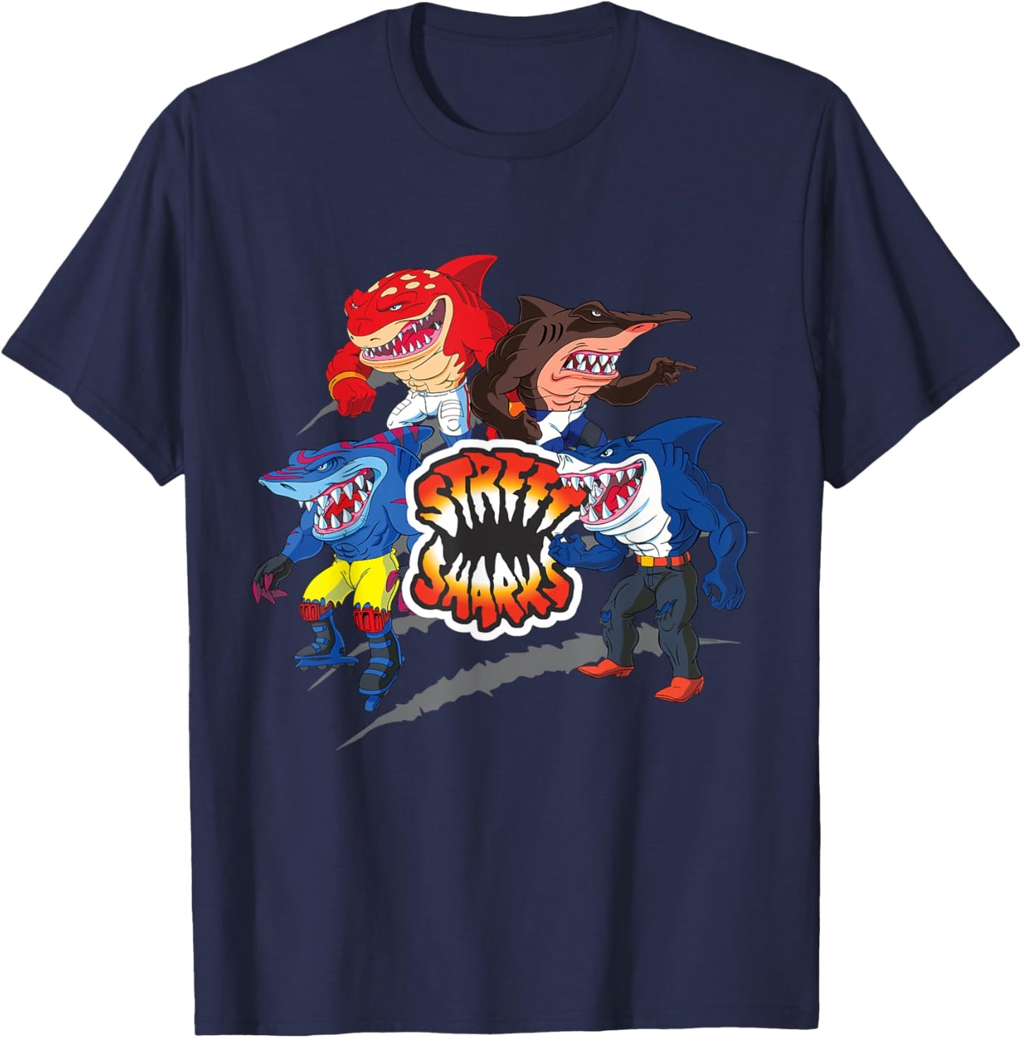 Street Sharks - It's Fin-Kicking Time T-Shirt - T-Shirt | Navy