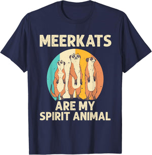 Funny Meerkat Gift Kids Men Women Boys Cool My Spirit Animal T-Shirt - T-Shirt | Navy