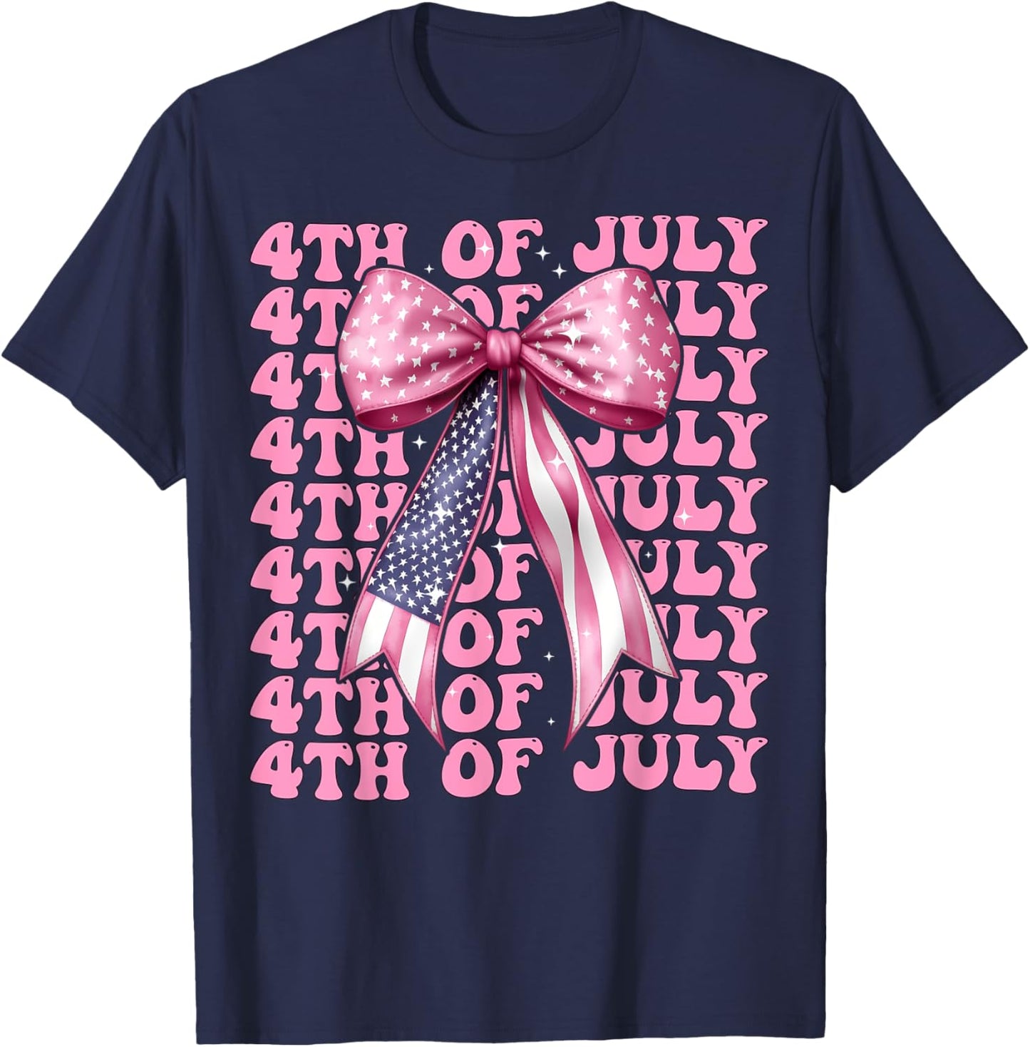 Nœud coquette 4 juillet drapeau américain patriotique fille maman T-Shirt - T-Shirt | Navy