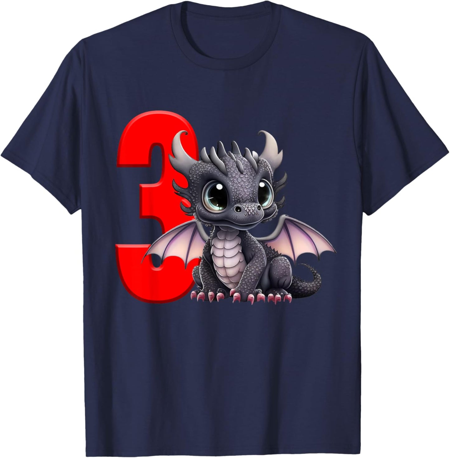3rd Birthday Shirt Dragon Party Birthday Boy Toddler Three 3 T-Shirt - T-Shirt | Navy