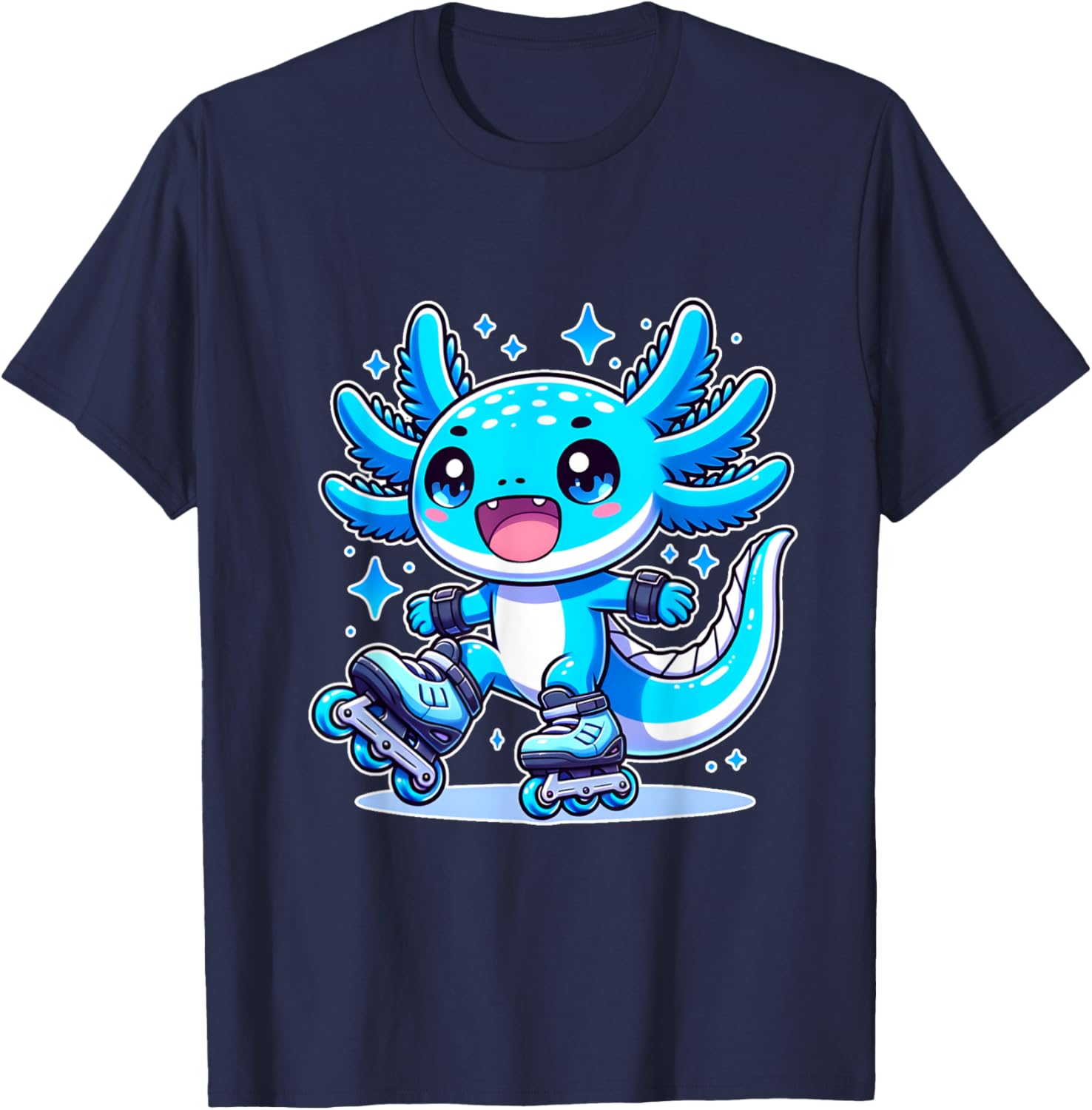 Funny Axolotl Rollerblade roller skater roller skate funny T-Shirt - T-Shirt | Navy