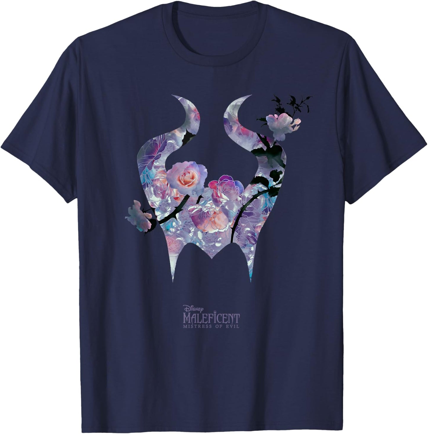 Disney Maleficent: Mistress of Evil Floral Horns Small T-Shirt - T-Shirt | Navy