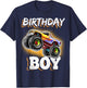 Birthday Boy Monster Truck Birthday Party Gift Boys Kids T-Shirt - T-Shirt | Navy