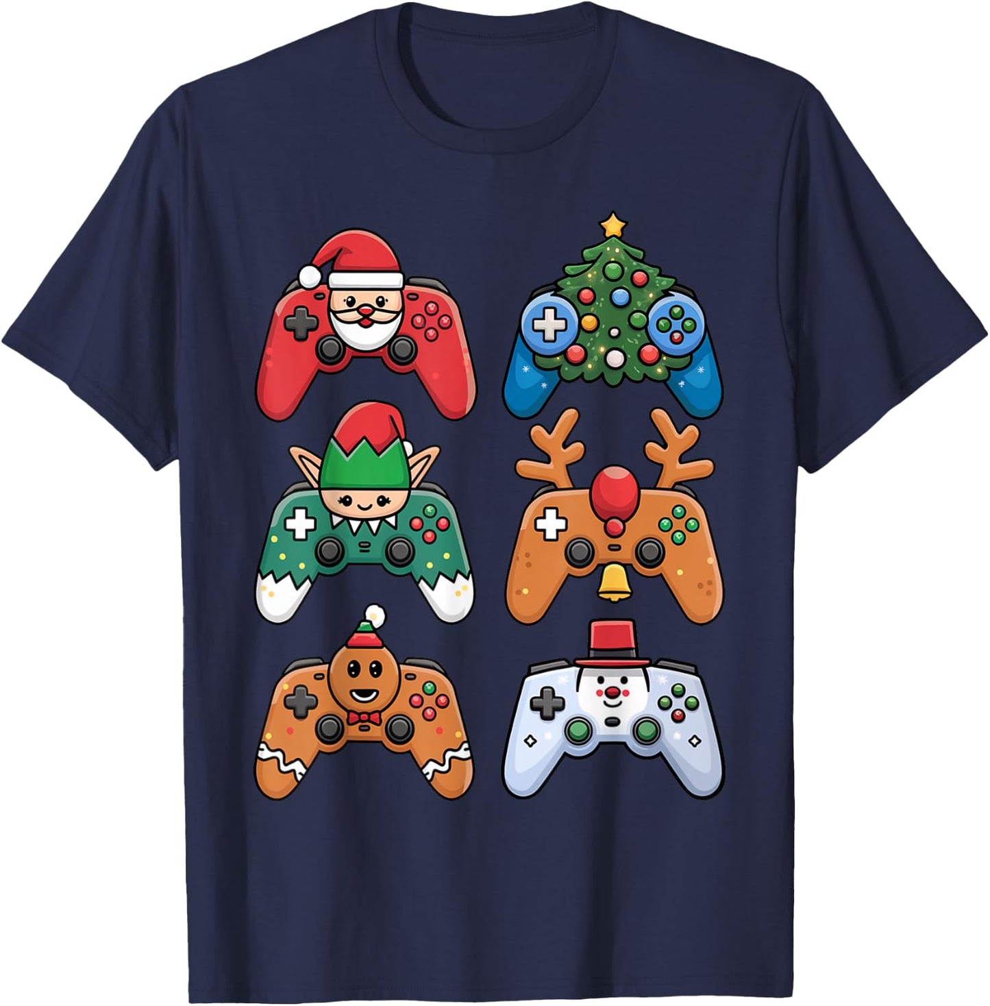 Christmas Video Gamer Controller Xmas Gaming Men Boys Kids T-Shirt - T-Shirt | Navy