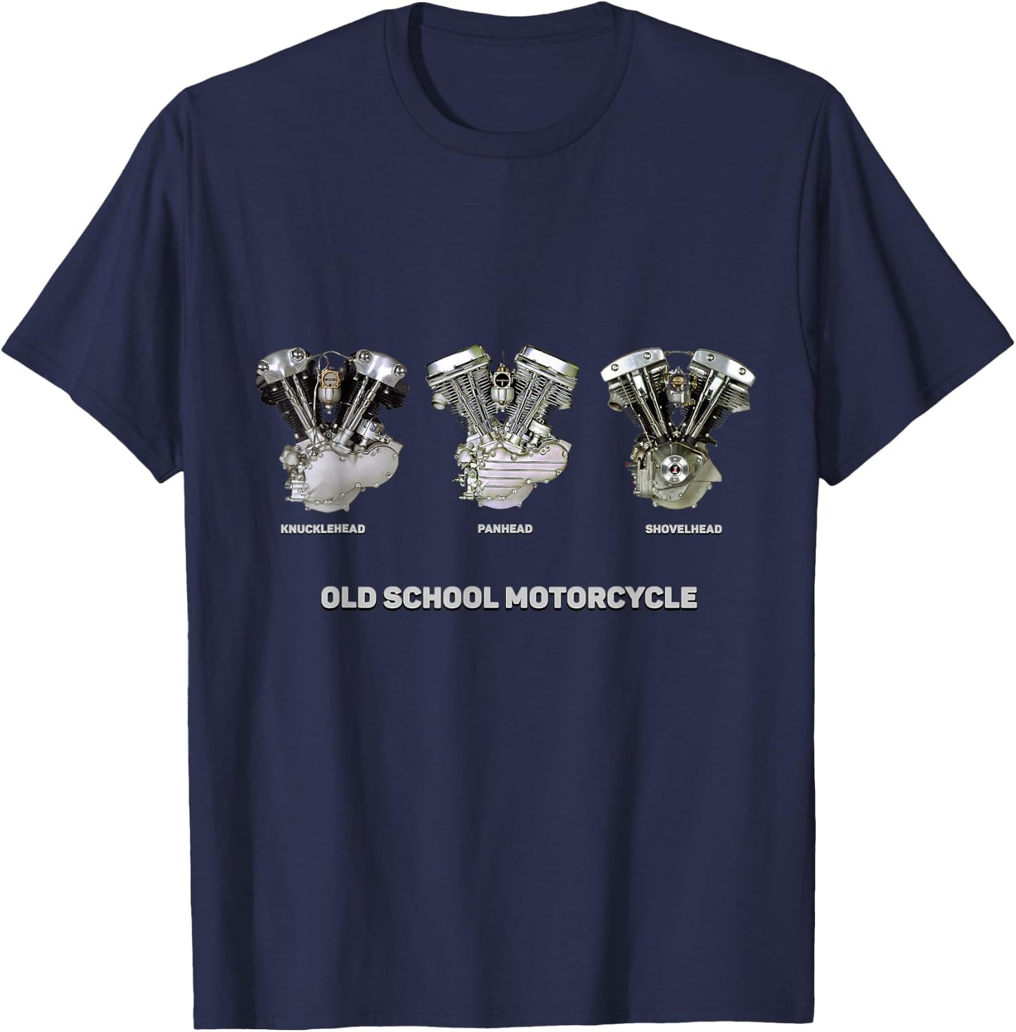 Shovelhead Knucklehead Panhead Vtwin Old School Motorcycle T-Shirt - T-Shirt | Navy