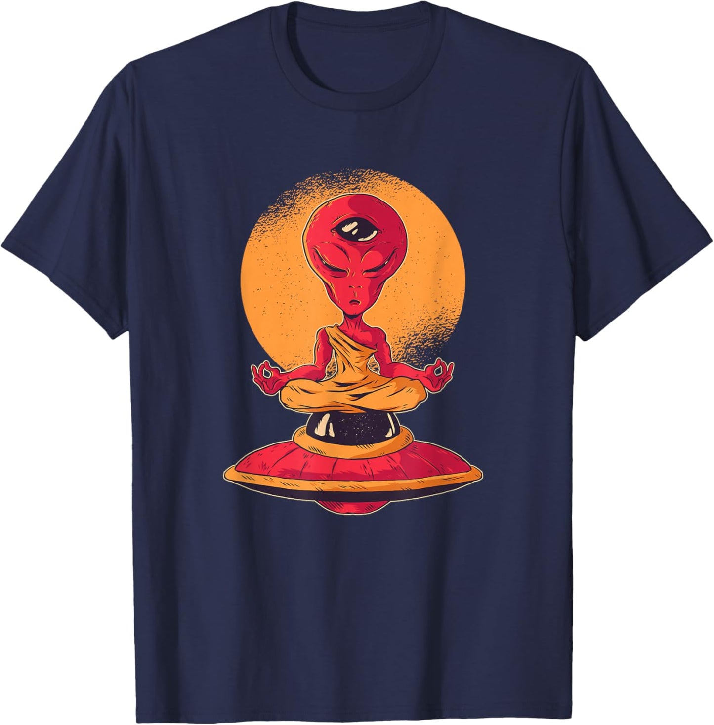 Funny Alien Meditation Monk T-Shirt - T-Shirt | Navy