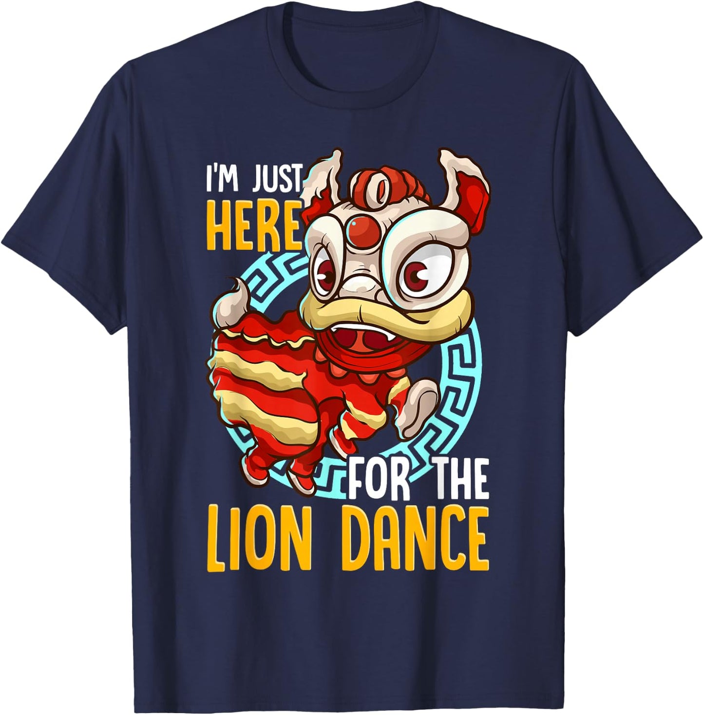 Chinese New Year 2025 Lion Dance Boy Girl Kids Red Orange T-Shirt - T-Shirt | Navy