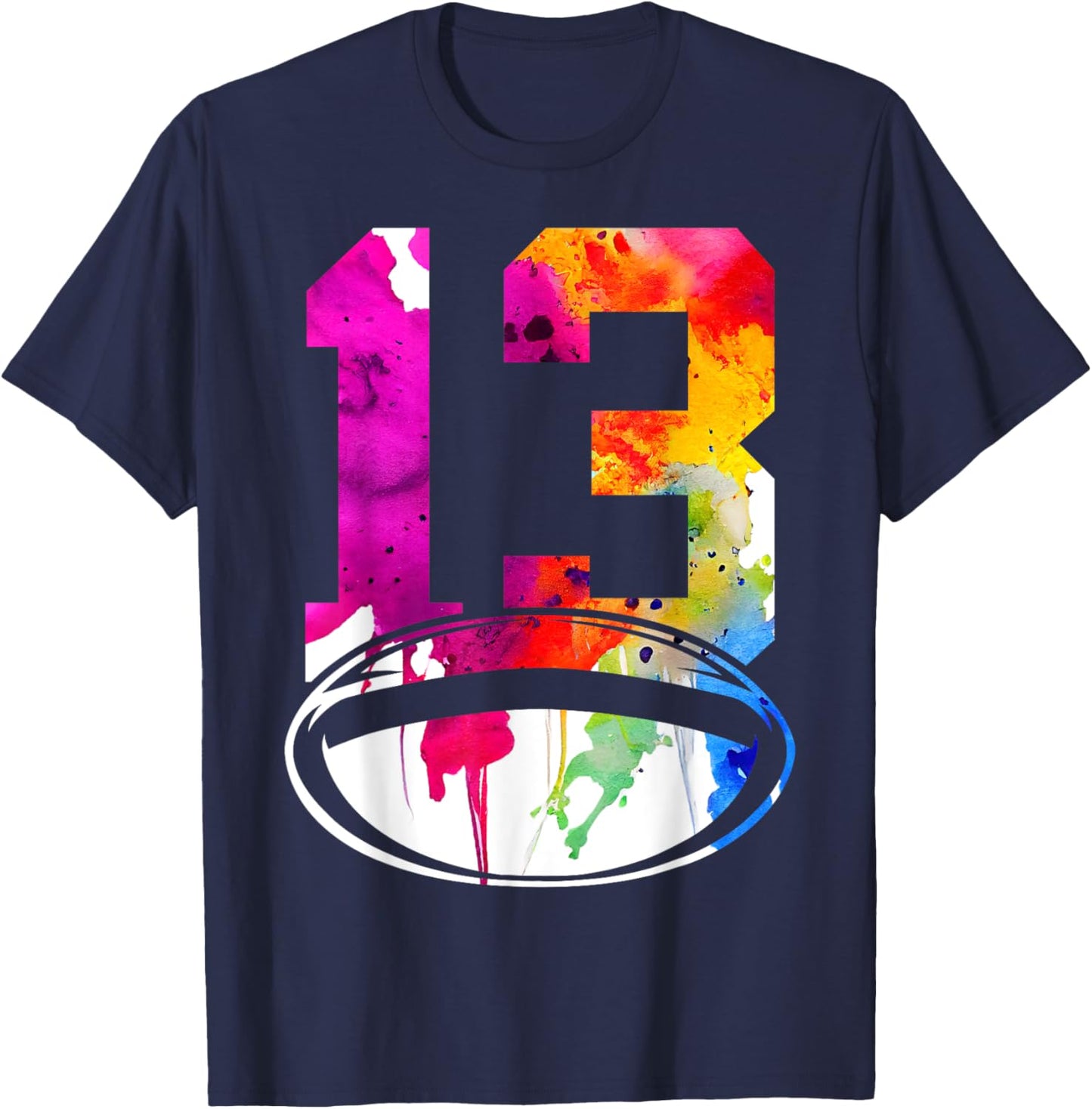 Number 13 Rugby 13th Birthday T-Shirt - T-Shirt | Navy