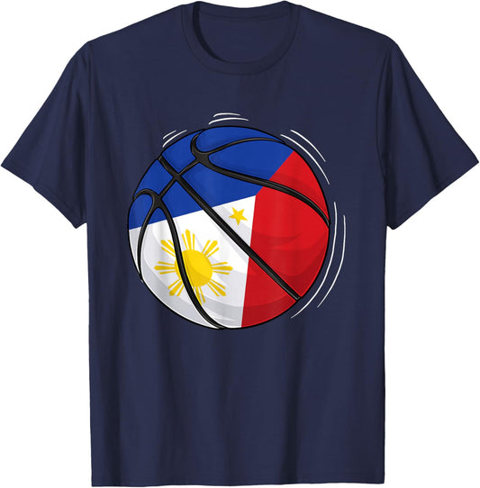 Basketball Ball With The Flag Of Philippines T-Shirt - T-Shirt | Navy
