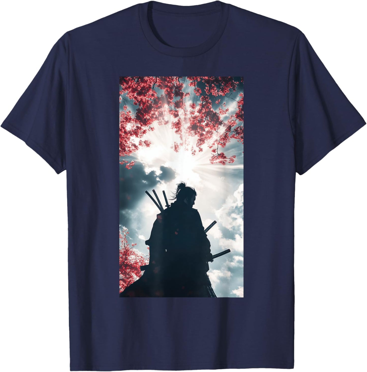 Samurai Silhouette Warrior Ninja Katana T-Shirt - T-Shirt | Navy