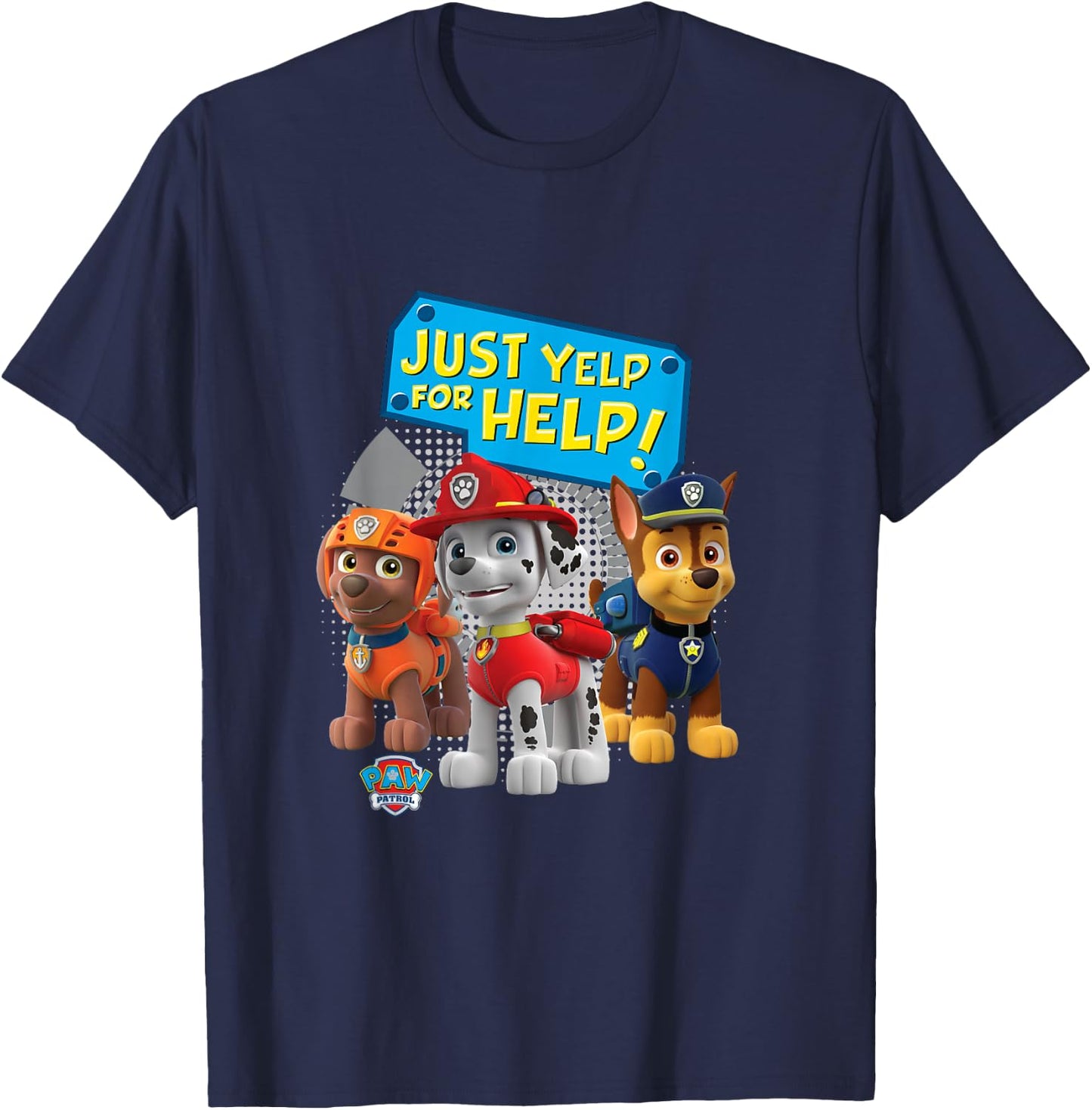 Paw Patrol Just Yelp For Help! Chase, Marshall and Zuma T-Shirt - T-Shirt | Navy