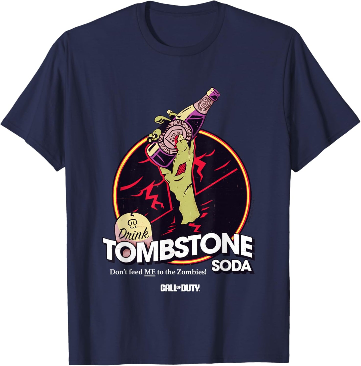 Call Of Duty Zombies Drink Tombstone Soda Vintage , Red, S T-Shirt - T-Shirt | Navy