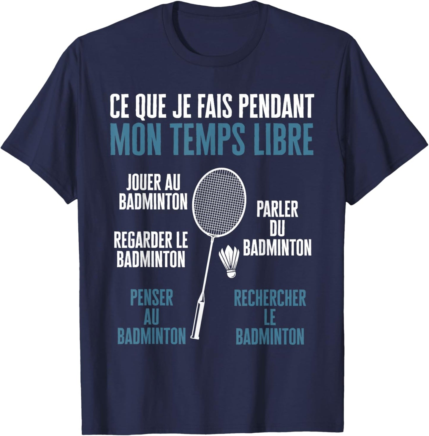 Boys Funny Play Badminton Watch The Badminton , Black, S T-Shirt - T-Shirt | Navy