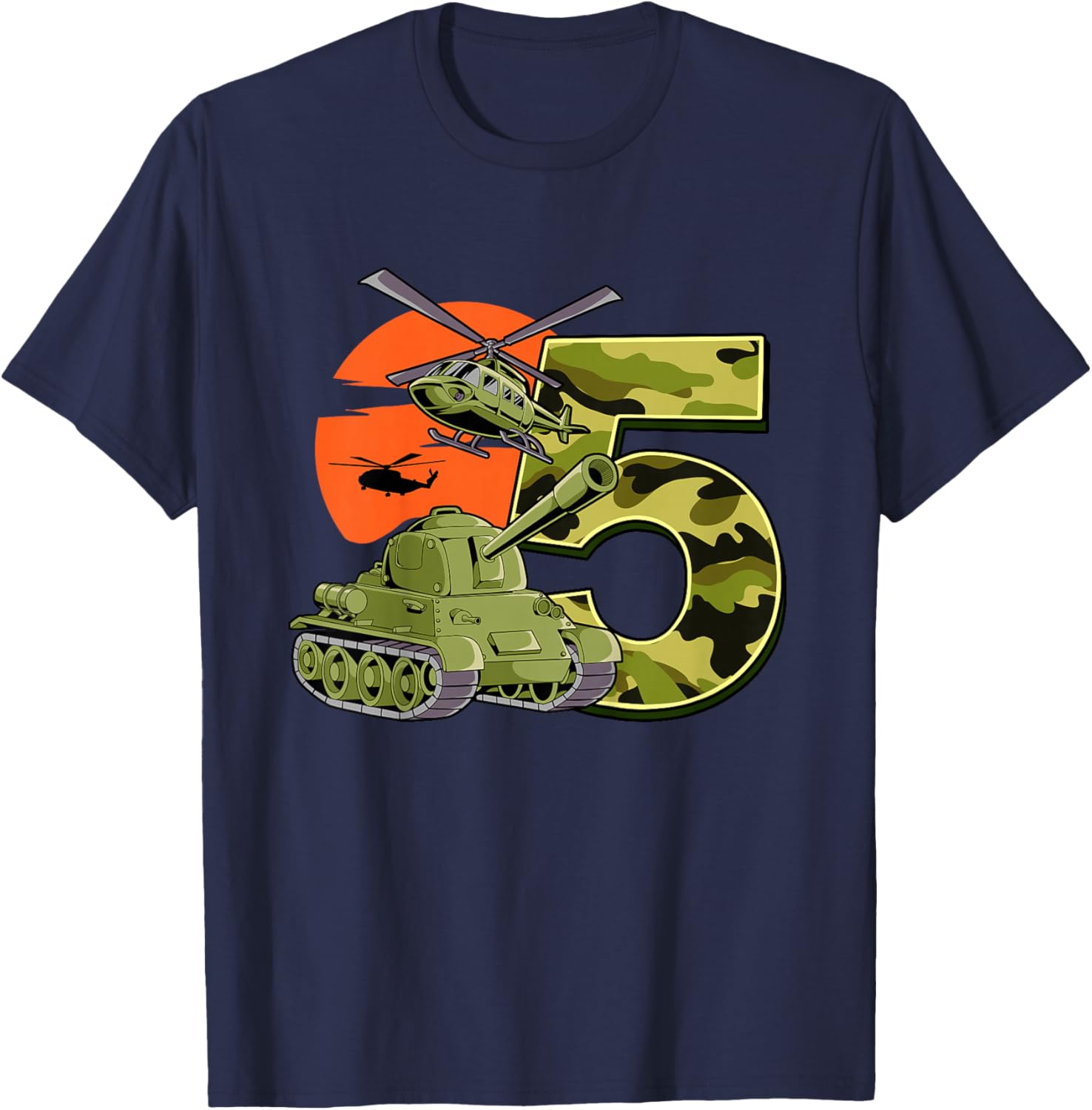 Kids 5th Birthday Army T-Shirt - T-Shirt | Navy
