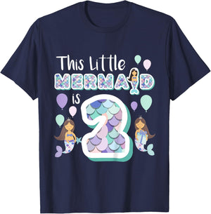 2 Year Old Mermaid Birthday Party Theme Girl 2nd Girls Gift T-Shirt - T-Shirt | Navy