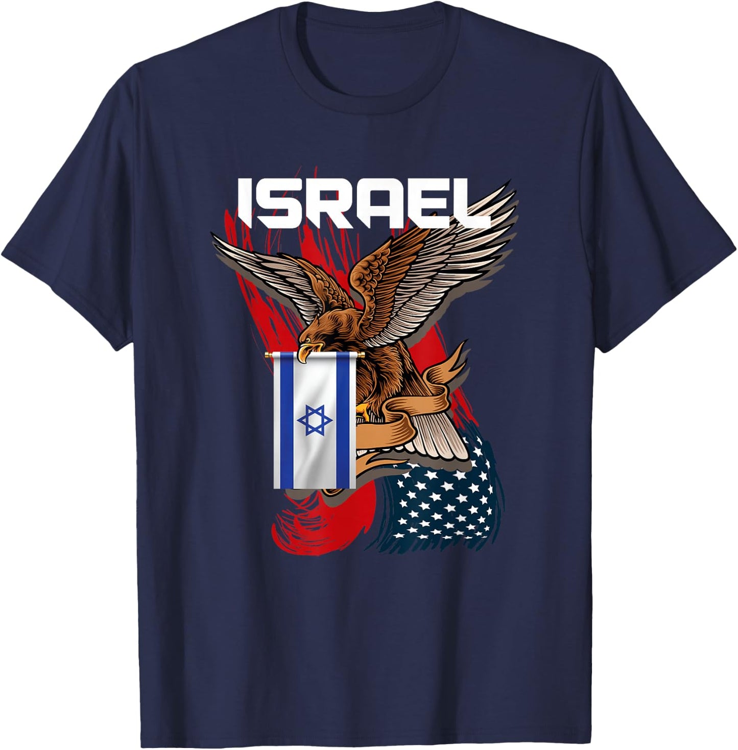 Israeli Eagle Star of David Gift USA Israel T-Shirt - T-Shirt | Navy