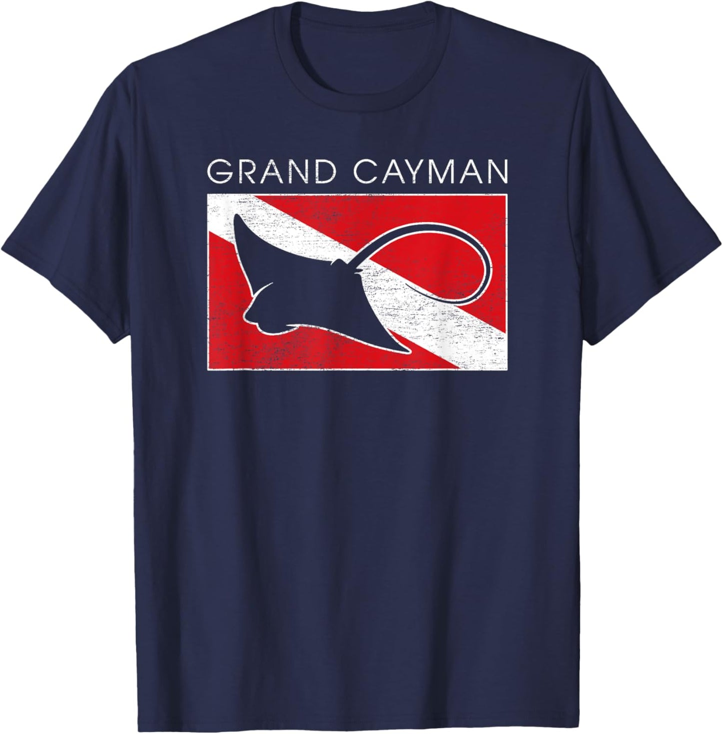 Stingray Grand Cayman Islands Scuba Dive Flag T-Shirt - T-Shirt | Navy