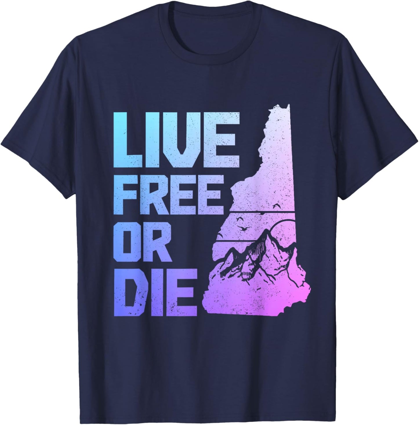 New Hampshire Live Free Or Die Vintage Mountains Pride T-Shirt - T-Shirt | Navy