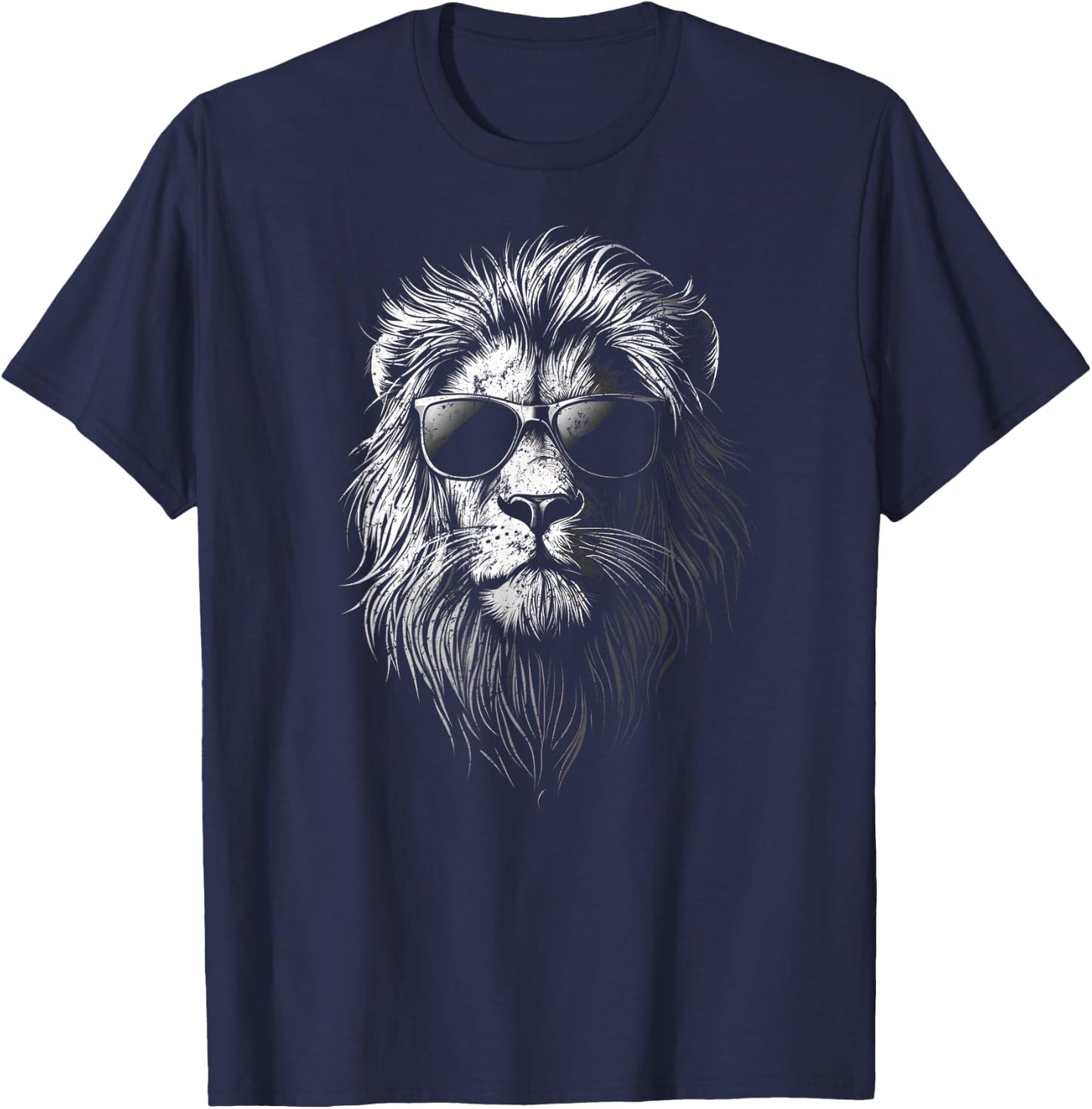 Lion Wearing Sunglasses – Fun for All Ages T-Shirt - T-Shirt | Navy