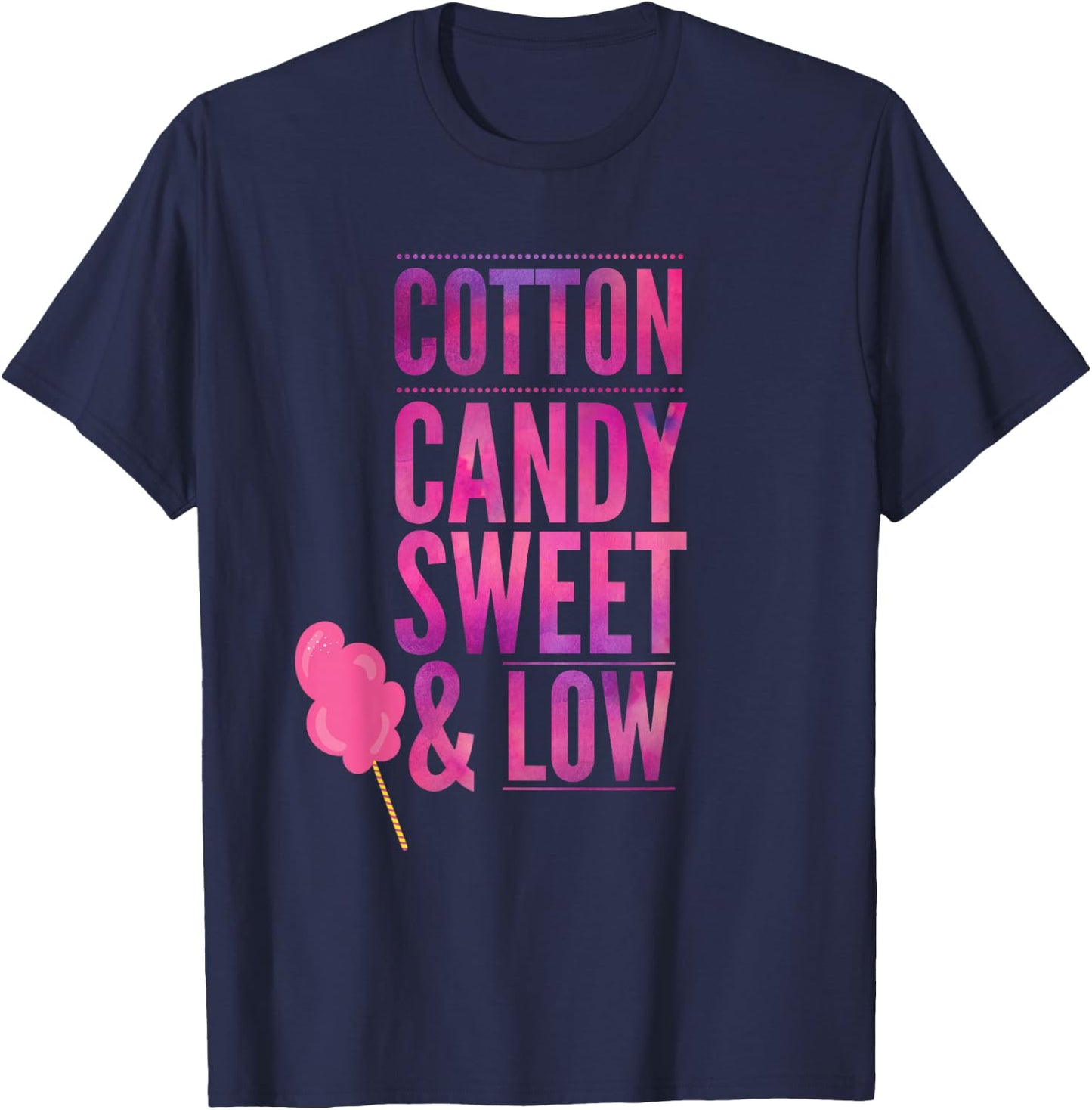 Funny Cotton Candy Sweet & Low Girls Gift T-Shirt - T-Shirt | Navy