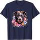 Pitbull Mom Floral Dog Lover Vintage Flowers Cute Women Kids T-Shirt - T-Shirt | Navy