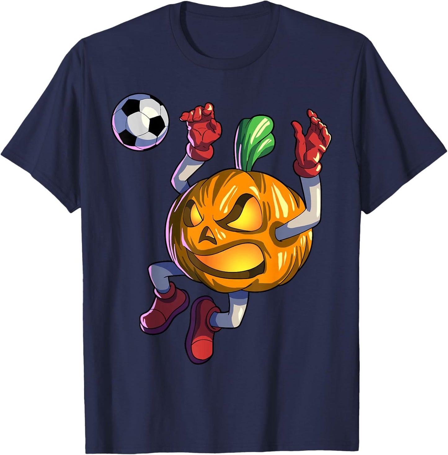 Soccer Pumpkin Halloween Men Boys Soccer Halloween T-Shirt - T-Shirt | Navy