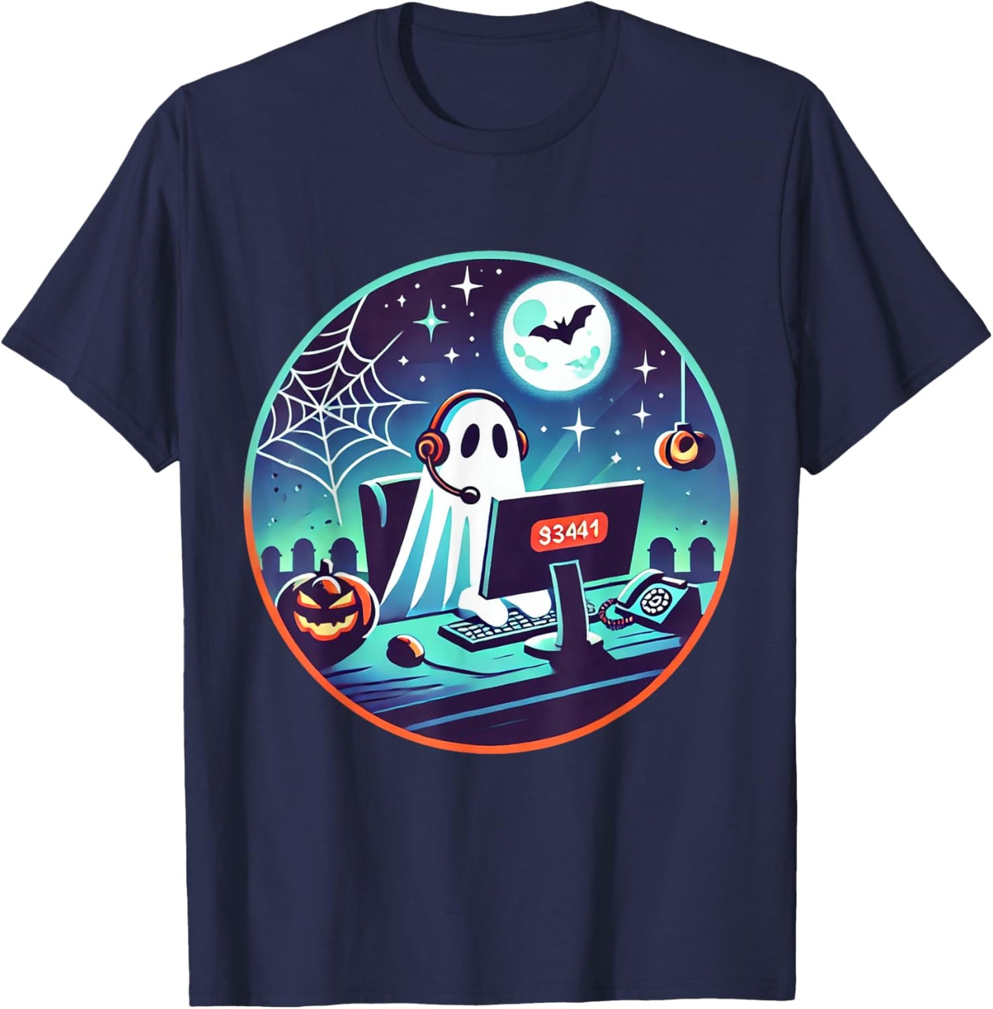 Ghost Call Center Rep Funny Halloween Costume Job Profession T-Shirt - T-Shirt | Navy