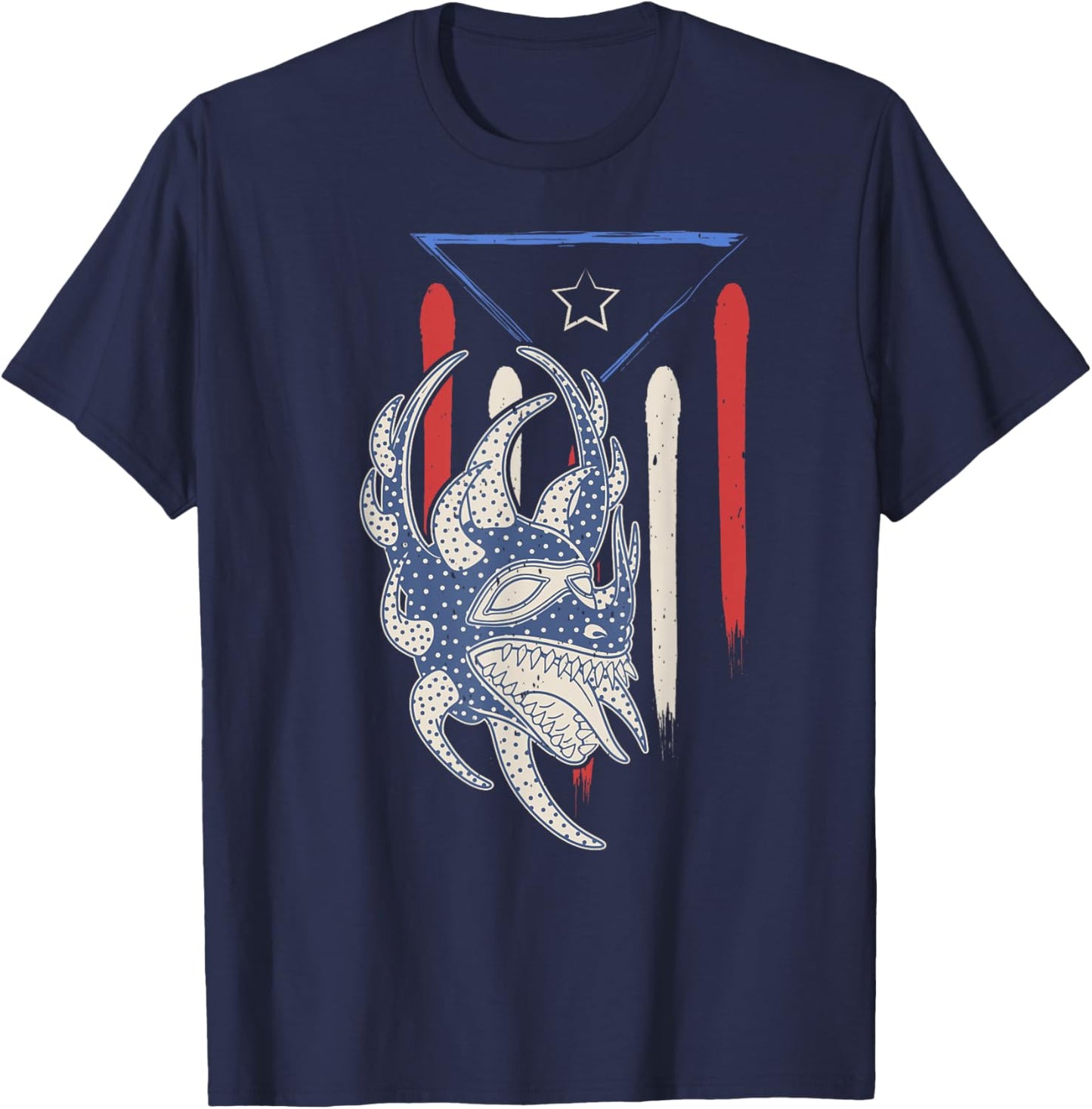 Vejigante Family Mask Souvenir National Travel Flag Heritage T-Shirt - T-Shirt | Navy