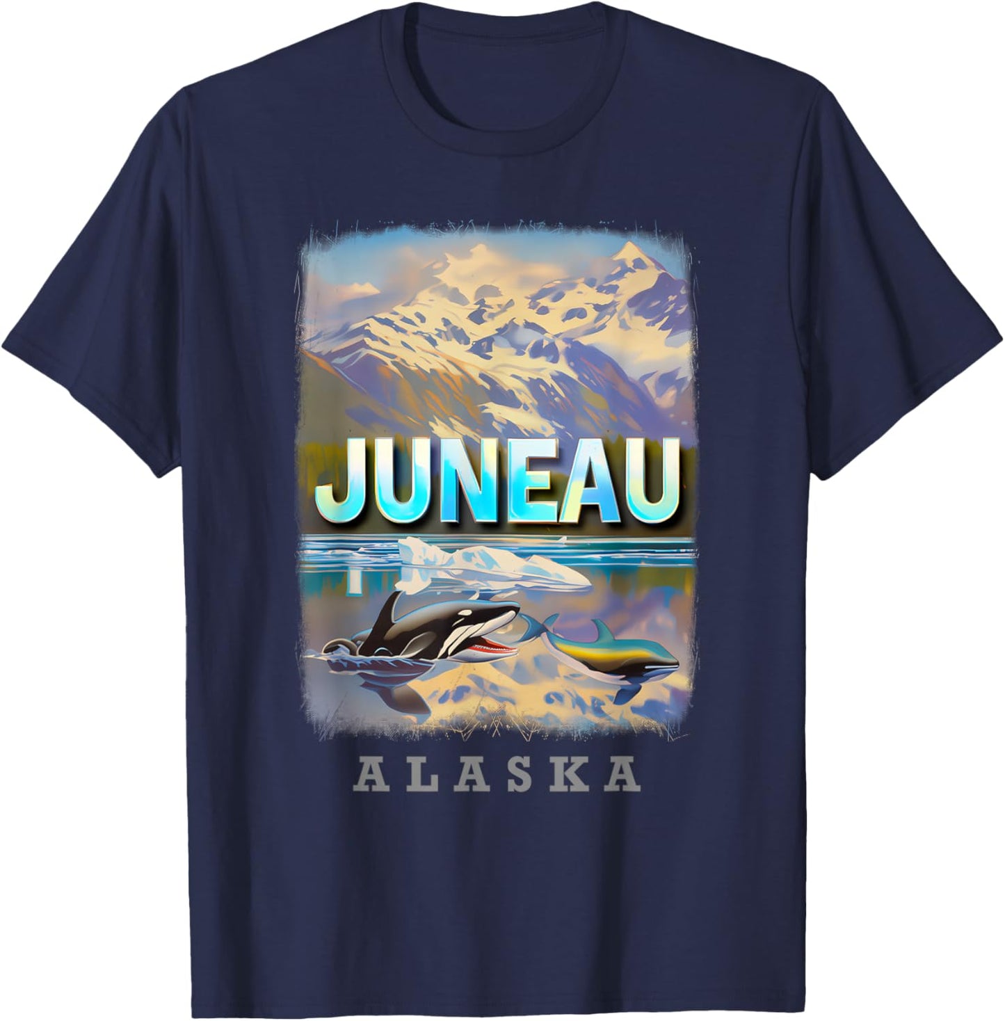Juneau Alaska AK Glacier Majesty SD850 T-Shirt - T-Shirt | Navy