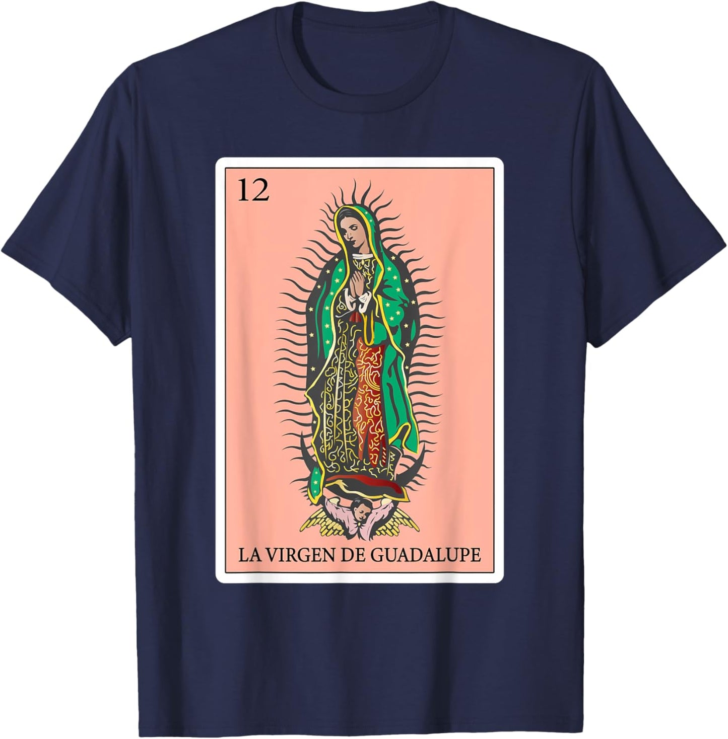 Gifts Spanish-Mexican Bingo Card - La Virgen de Guadalupe T-Shirt - T-Shirt | Navy