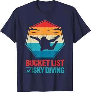 Bucket List Sky Diving Vintage Retro Skydiver T-Shirt - T-Shirt | Navy